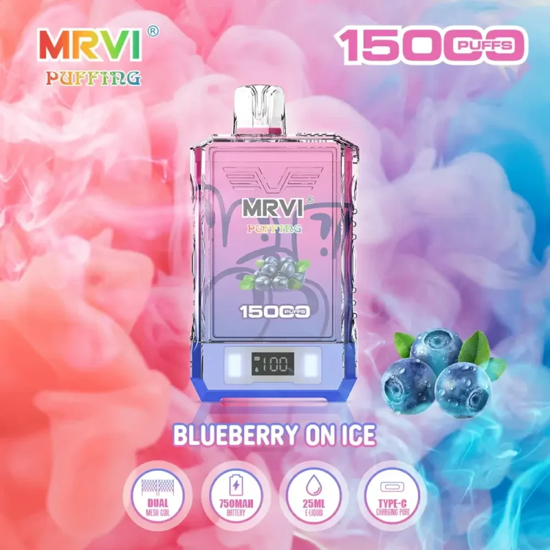 Tovární originální MRVI PUFFING 15000 PUFFS 2 5 Nikotin Dual Mesh Coil Jednorázové vape pero s E Liquid Power Screen Display 2