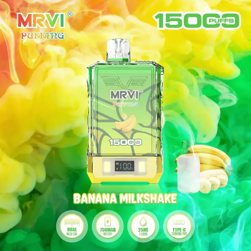 Tovární originální MRVI PUFFING 15000 PUFFS 2 5 Nikotin Dual Mesh Coil Jednorázové vape pero s E Liquid Power Screen Display 3