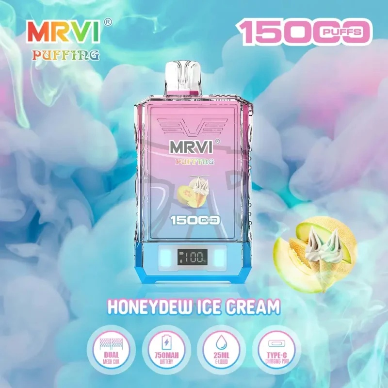 Tovární originální MRVI PUFFING 15000 PUFFS 2 5 Nikotin Dual Mesh Coil Jednorázové vape pero s E Liquid Power Screen Display 5