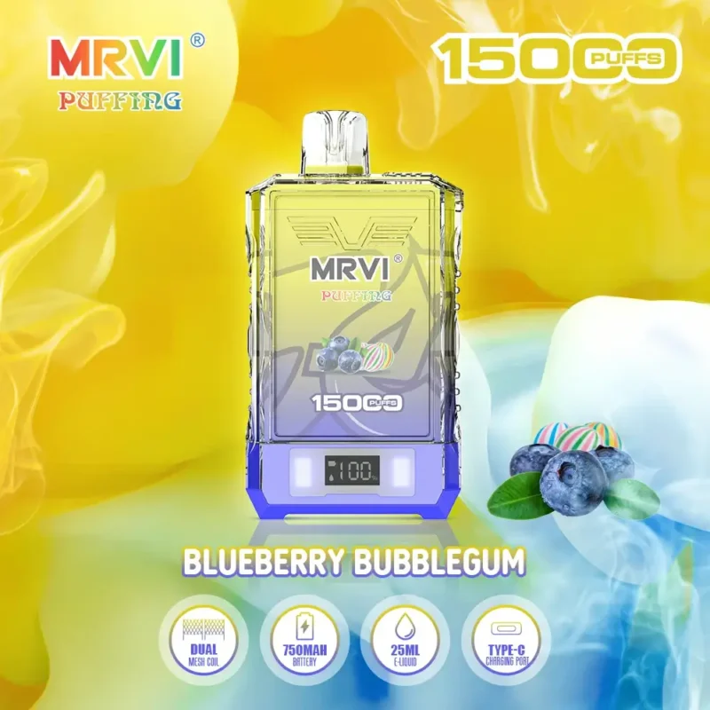 Tovární originální MRVI PUFFING 15000 PUFFS 2 5 Nikotin Dual Mesh Coil Jednorázové vape pero s E Liquid Power Displej 8