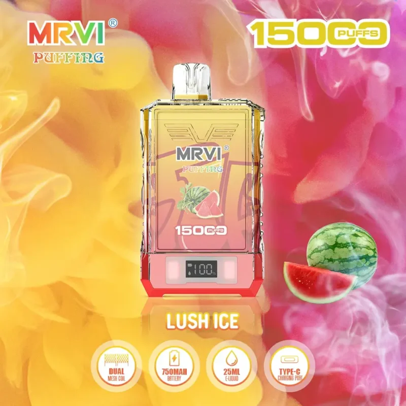 Tovární originální MRVI PUFFING 15000 PUFFS 2 5 Nikotin Dual Mesh Coil Jednorázové vape pero s E Liquid Power Displej 9