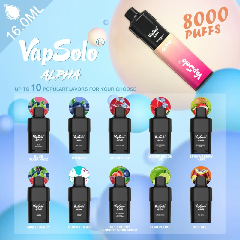 Penna Vape usa e getta all'ingrosso Vapsolo Alpha 8000 con bobina in rete e display LCD con flusso d'aria regolabile Acquista all'ingrosso dalla fabbrica cinese (8)