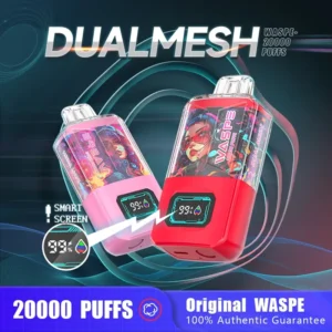 Shenzhen Source WASPE 20000 PUFFS Dual Mesh Coil LCD Display Disposable E-Cigarettes Wholesale High-Quality Options with Many Flavors 0% 2% 3% 5% Nicotine