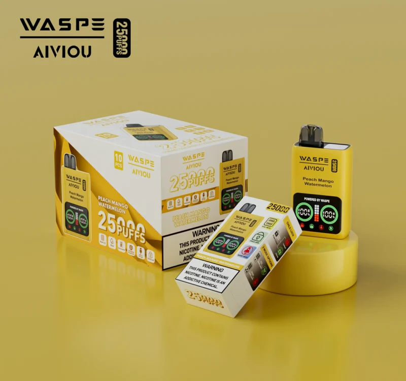 Caneta Vape descartável de malha dupla WASPE 25000 PUFFS por atacado com display LCD 25ml 0 2 5 Opções de nicotina 1