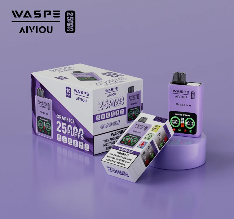 Caneta Vape descartável de malha dupla WASPE 25000 PUFFS por atacado com display LCD 25ml 0 2 5 Opções de nicotina 5
