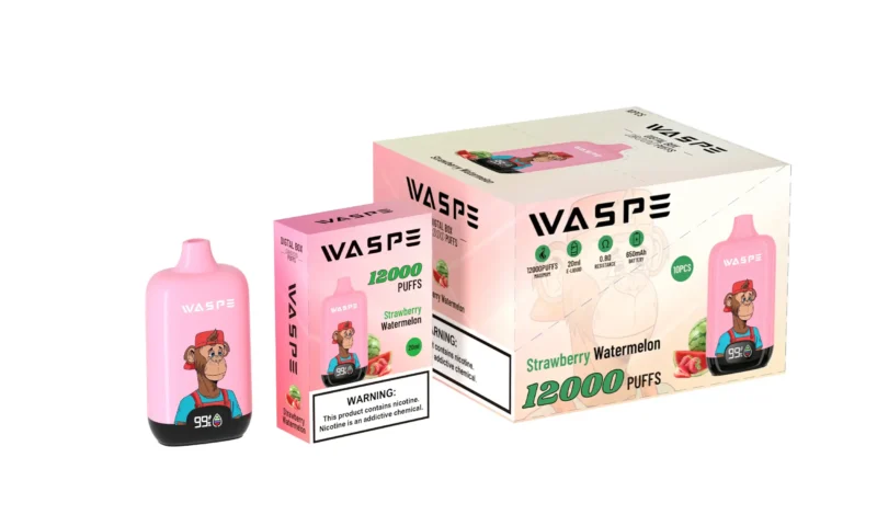 Atacado Waspe 12000 Puffs Caixa Digital Caneta Vape Descartável com Display LCD 20ml Capacidade Bobina de Malha Múltiplos Níveis de Nicotina 0 2 3 5 14