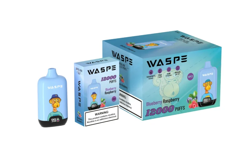 Atacado Waspe 12000 Puffs Caixa Digital Caneta Vape Descartável com Display LCD 20ml Capacidade Bobina de Malha Múltiplos Níveis de Nicotina 0 2 3 5 15