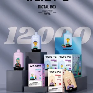 Atacado Waspe 12000 Puffs Caixa Digital Caneta Vape Descartável com Display LCD 20ml Capacidade Bobina de Malha Múltiplos Níveis de Nicotina 0 2 3 5 4