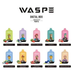 Atacado Waspe 12000 Puffs Caixa Digital Caneta Vape Descartável com Display LCD 20ml Capacidade Bobina de Malha Múltiplos Níveis de Nicotina 0 2 3 5 9
