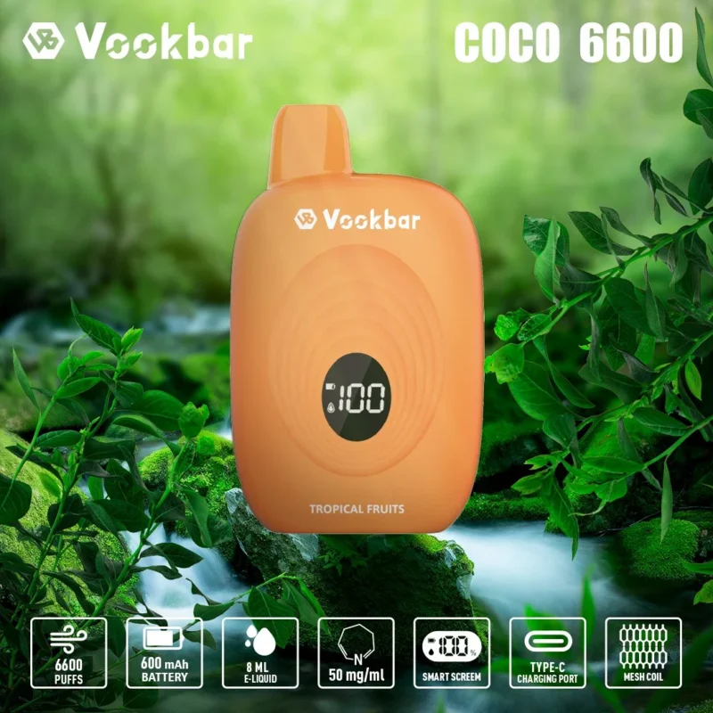 Original Factory Vookbar COCO 6600 Puffs Engångsvapes grossist 3% Låg Nikotin Uppladdningsbar Digital Smart Sc (3)