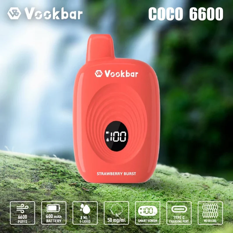 Original Factory Vookbar COCO 6600 Puffs Engångsvapes grossist 3 Låg Nikotin Uppladdningsbar Digital Smart Sc 8