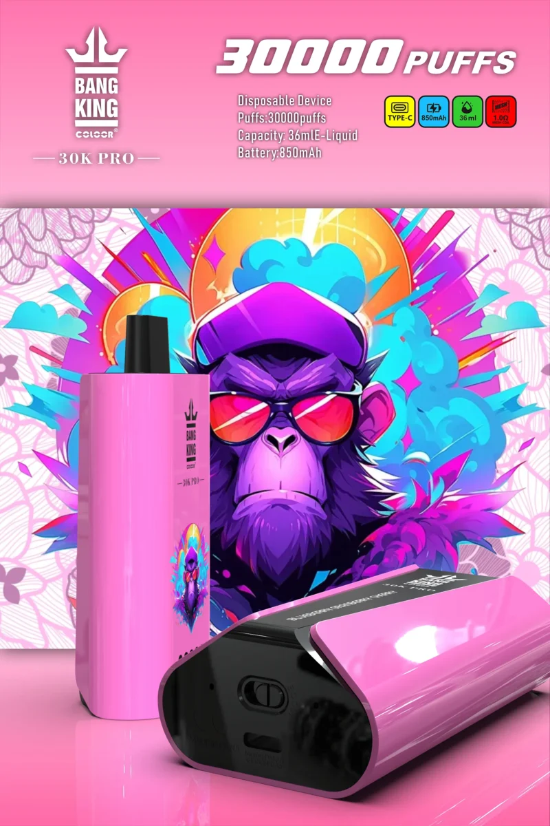 Bang King 30000 Puffs Pro 36 мл Одноразовые вейпы с аккумулятором Новые оптовые партии напрямую с завода Несколько вкусов 0 2 3 5 Никотин 1 в масштабе