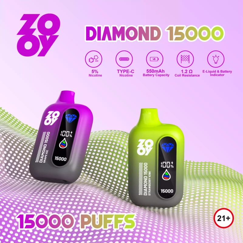 Maximize Your Vape Experience with Zooy Diamond 15000 Puffs 25ml Capacity Smart Display and Mesh Coil 32 scaled