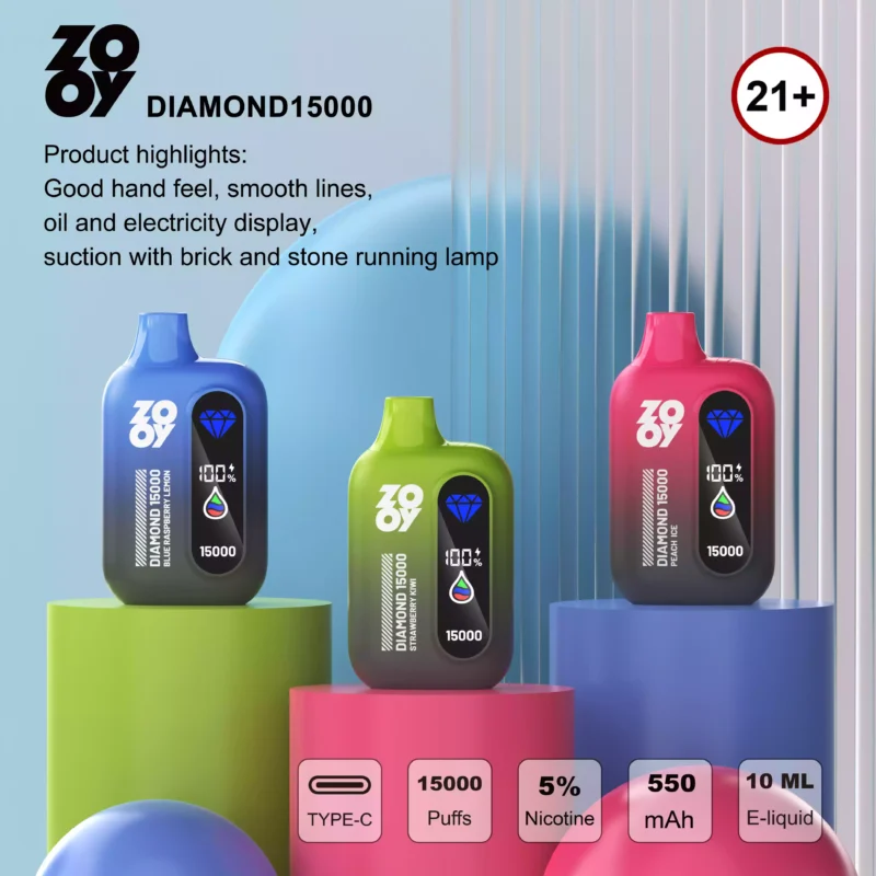 Maximize Your Vape Experience with Zooy Diamond 15000 Puffs 25ml Capacity Smart Display and Mesh Coil 33 scaled