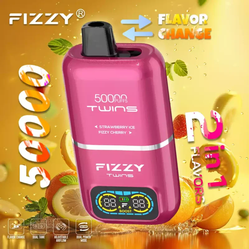 FIZZY Twins 50000 boccate 50ML di liquido elettronico e 12 aromi con bobina a rete per un piacere di svapo prolungato 19