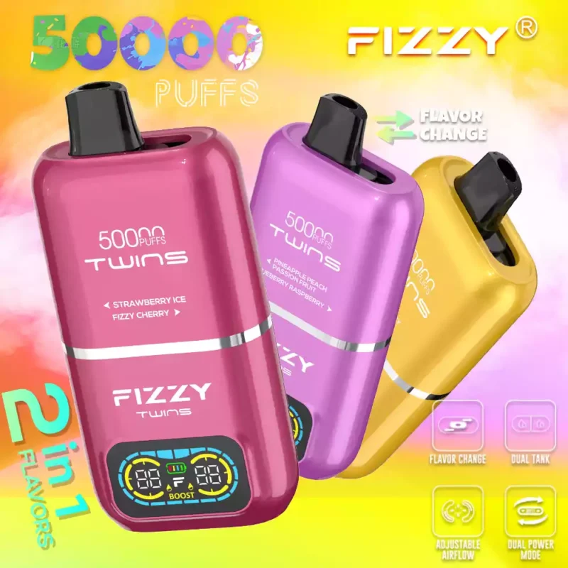 FIZZY Twins 50000 boccate 50ML di liquido elettronico e 12 aromi con bobina a rete per un piacere di svapo prolungato 21