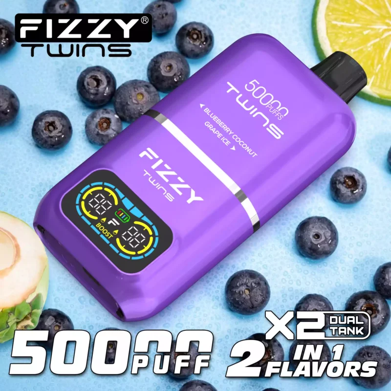 FIZZY Twins 50000 boccate 50ML di liquido elettronico e 12 aromi con bobina a rete per un piacere di svapo prolungato 25