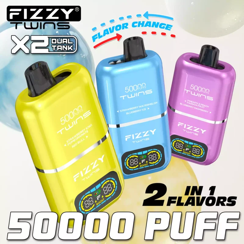 FIZZY Twins 50000 boccate 50ML di liquido elettronico e 12 aromi con bobina a rete per un piacere di svapo prolungato 29