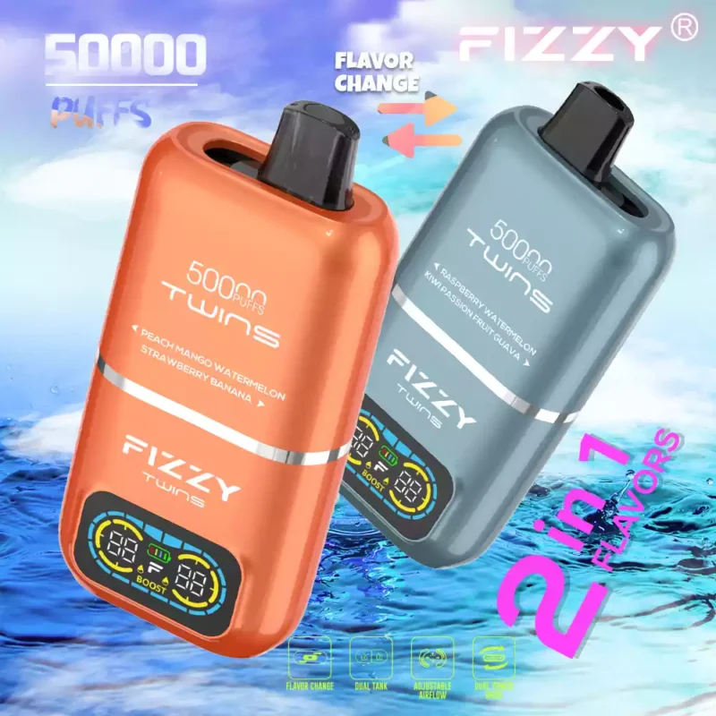 FIZZY Twins 50000 boccate 50ML di liquido elettronico e 12 aromi con bobina a rete per un piacere di svapo prolungato 32