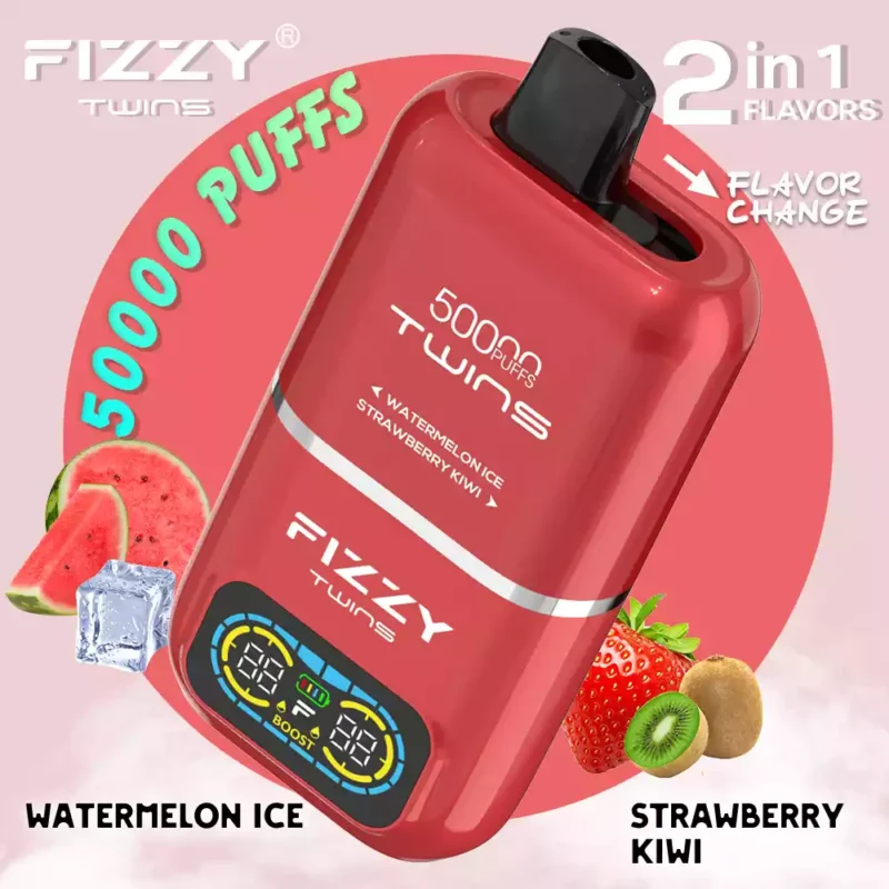 FIZZY Twins 50000 boccate 50ML di liquido elettronico e 12 aromi con bobina a rete per un piacere di svapo prolungato 33