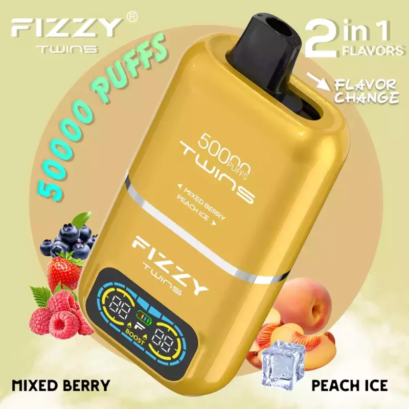 FIZZY Twins 50000 boccate 50ML di liquido elettronico e 12 aromi con bobina a rete per un piacere di svapo prolungato 44