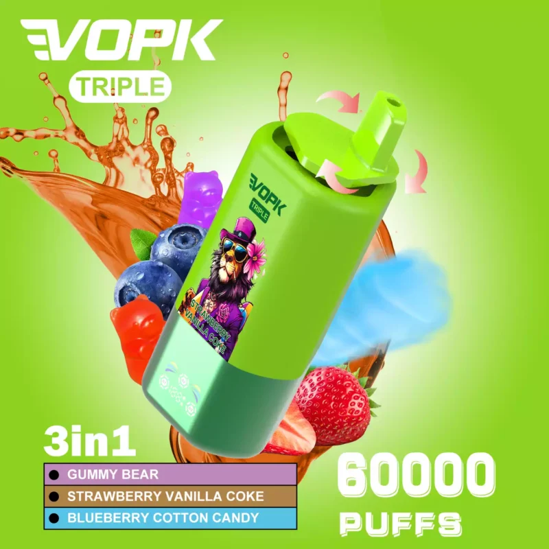Vopk Tripe 60000 Puffs Drie smaken en Mesh Coil-technologie voor een eersteklas dampreis 7